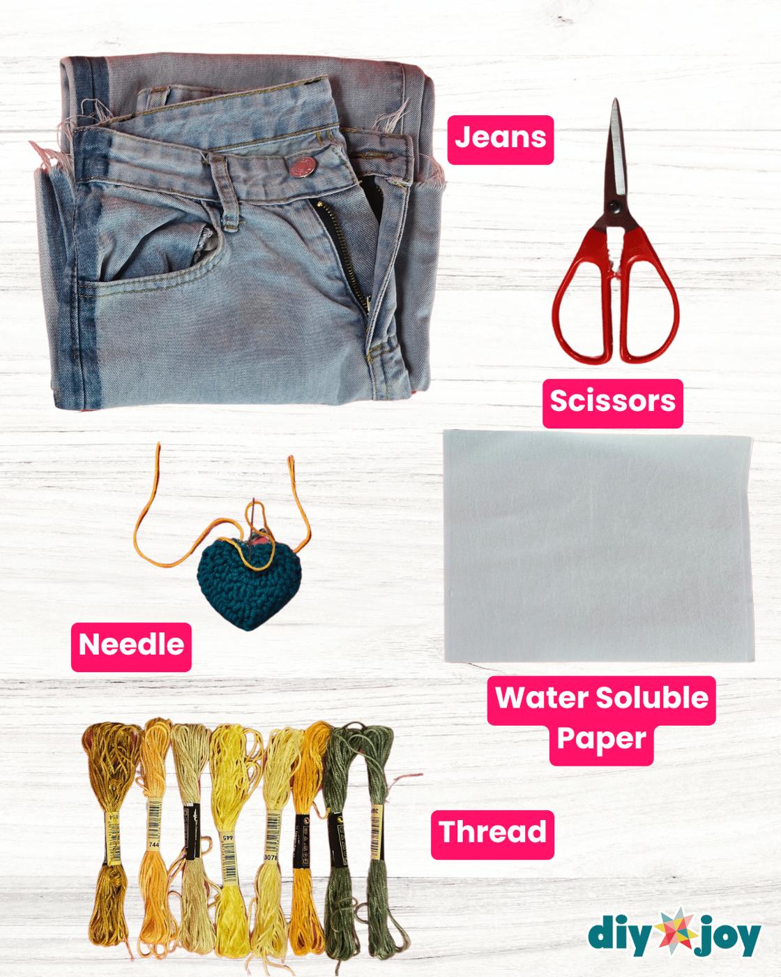 Homemade Floral Embroidery For Jeans Leg — materials for floral embroidery on jeans