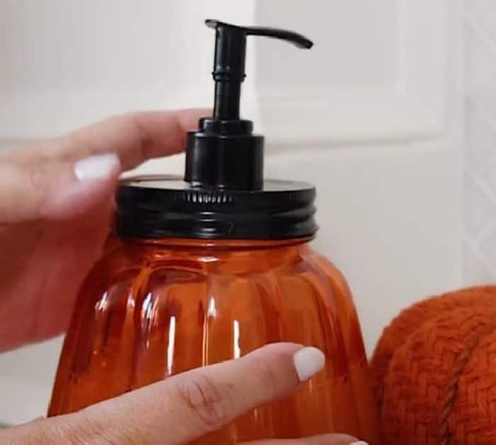 Easy Dollar Tree DIY Pumpkin Soap Jar Tutorial