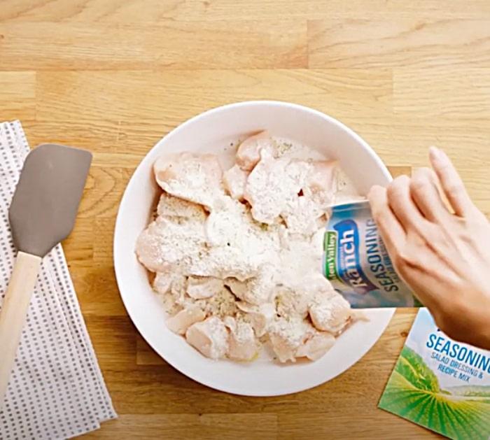 Make a ranch style chicken casserole with hidden valley ranch dry mix