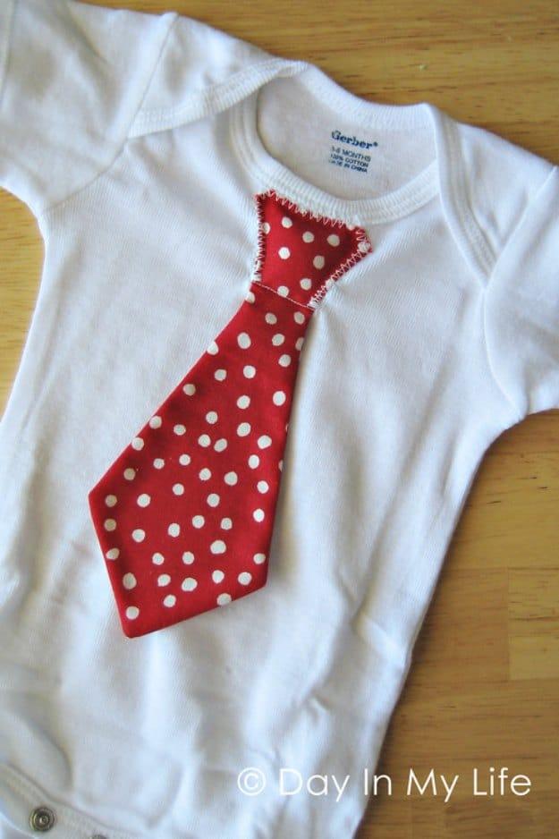 Tie Onesie, a thoughtful homemade option instead of a store gift and better than a store bought version