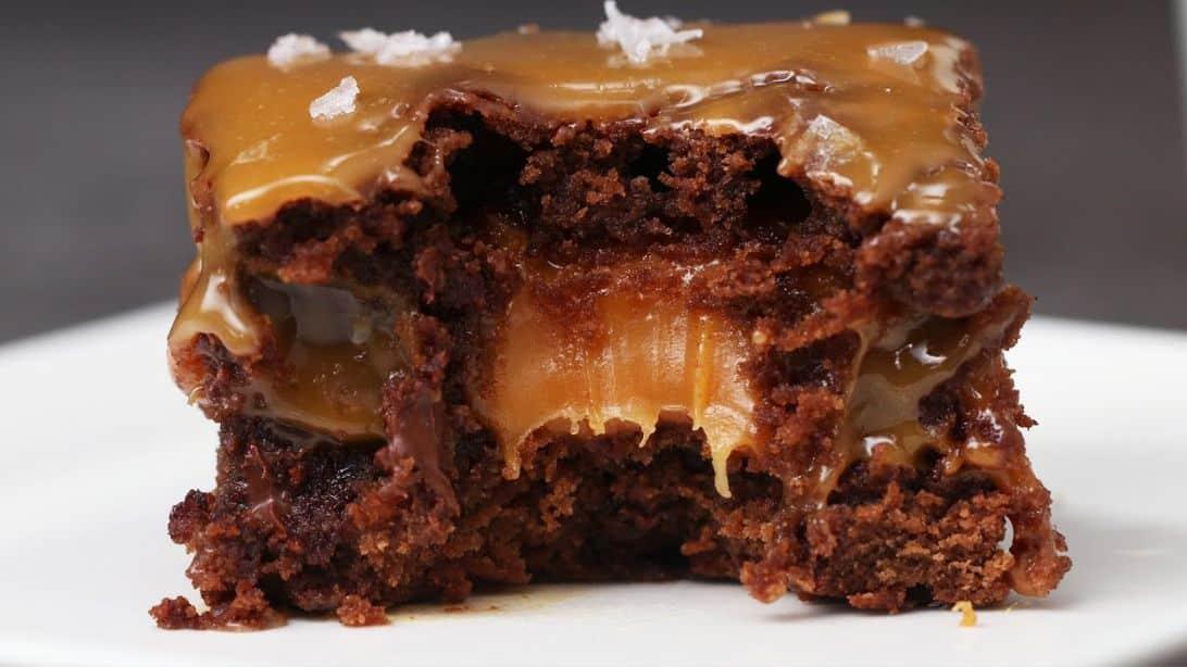 Best Gooey Salted Caramel brownies