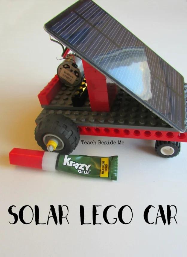 Solar Powered Lego Car, a solar power project, a fun weekend build for any skill level and an easy way to put the sun to work