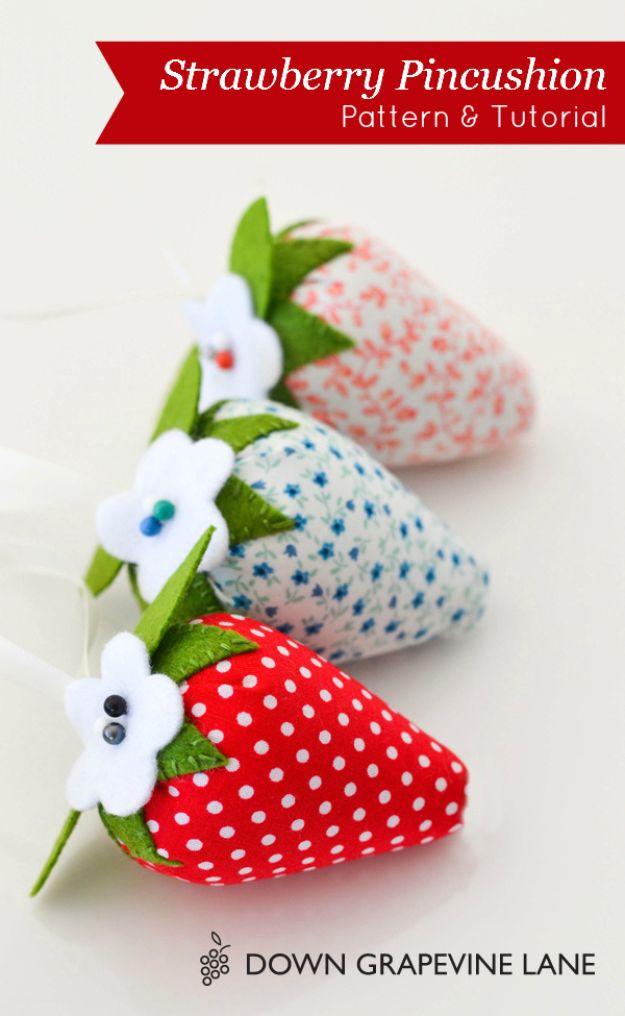 Strawberry Pincushion, a popular choice on this list and a project that comes together in an afternoon