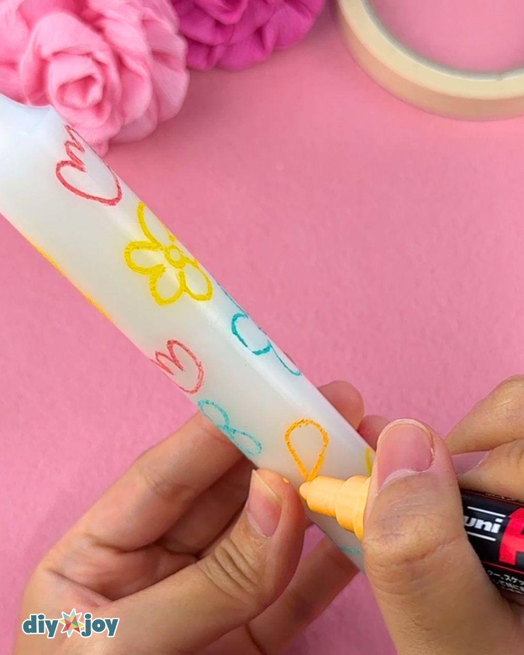 Homemade Spring Candle Decor — drawing outlines