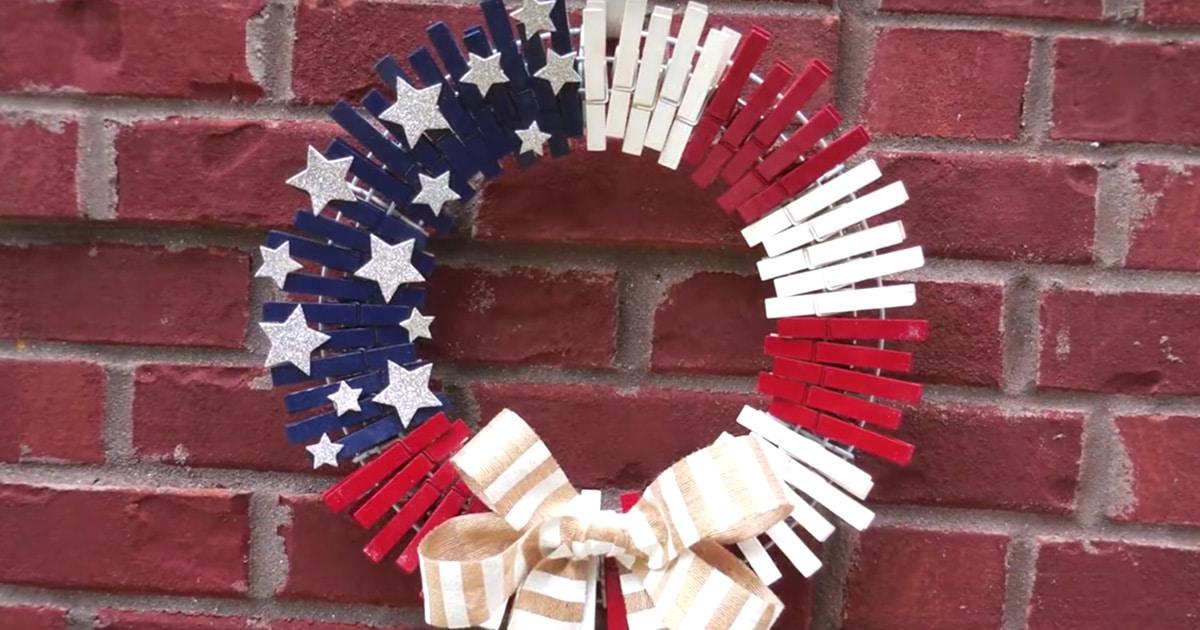 Dollar Store DIY: Patriotic Clothespin Wreath