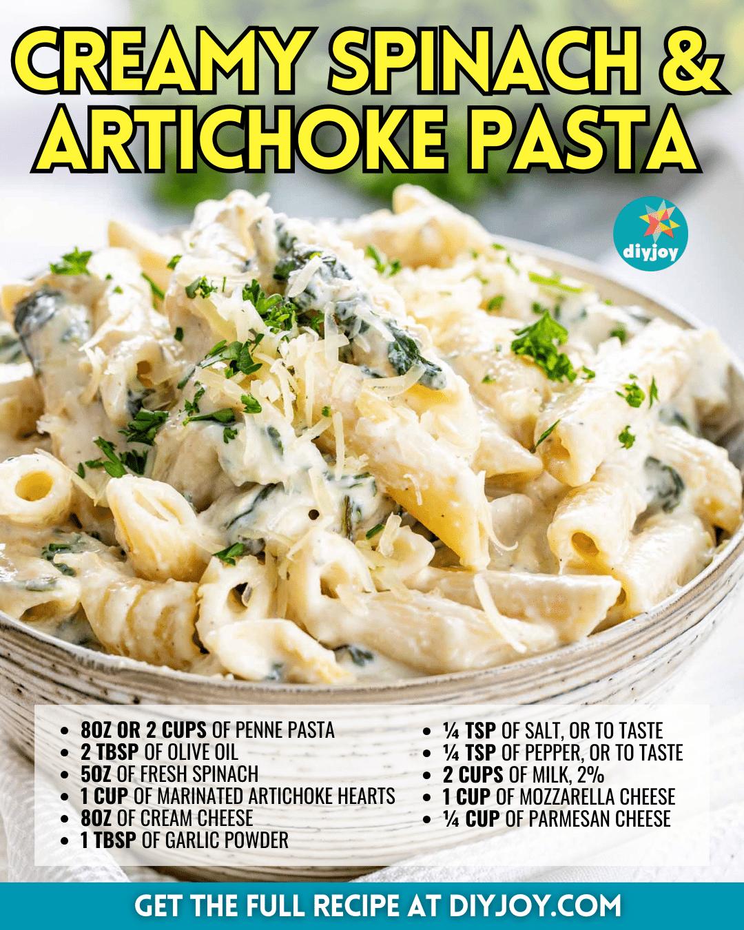Easy-To-Make Creamy Spinach & Artichoke Pasta