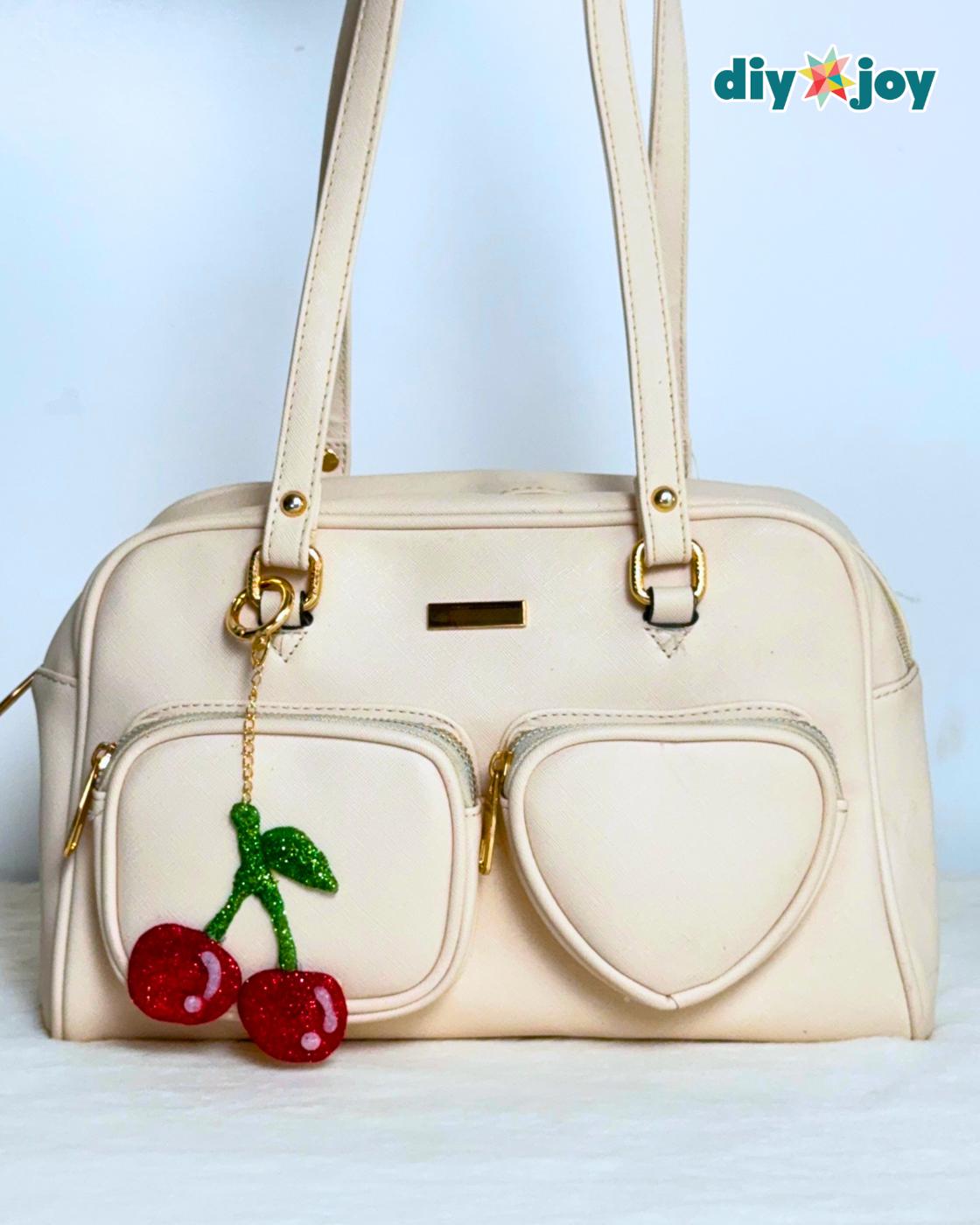 Easy Hot Glue Keychain - cherry-shaped keychain made from hot glue