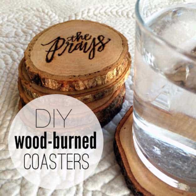 Awesome Crafts for Men and Manly DIY Project Ideas Guys Love - Fun Gifts, Manly Decor, Games and Gear. Tutorials for Creative Projects to Make This Weekend | Wood-burned Coasters #