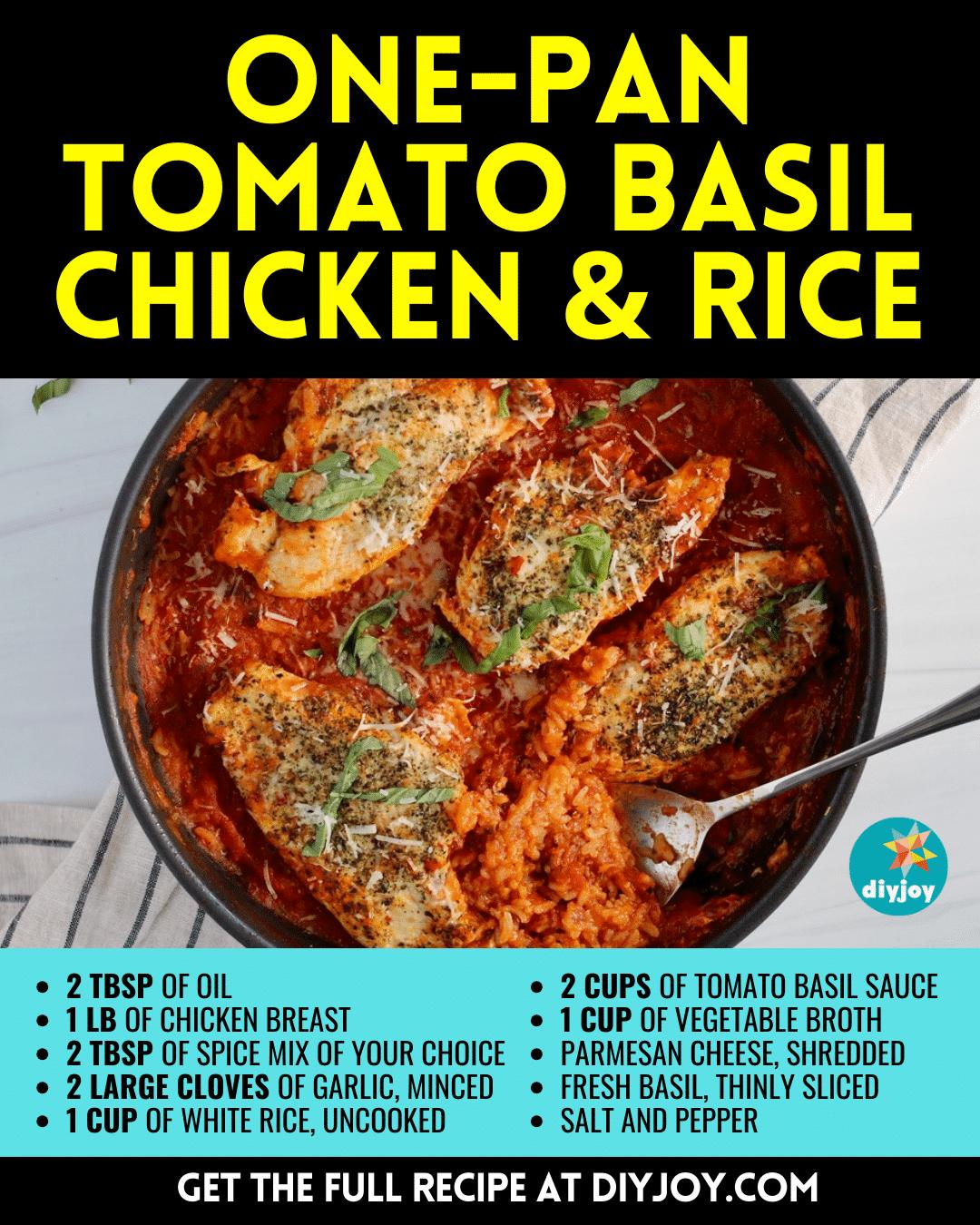 One-Pan Tomato Basil Chicken & Rice Recipe