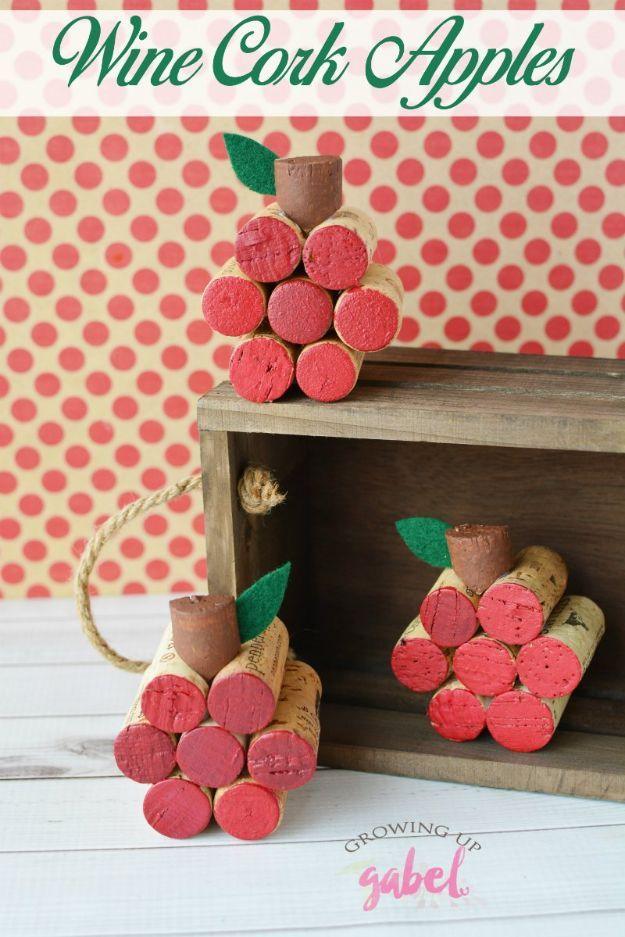 Handmade apple project with creative seasonal tutorial and kid-friendly DIY idea, featuring the finished wine cork apple