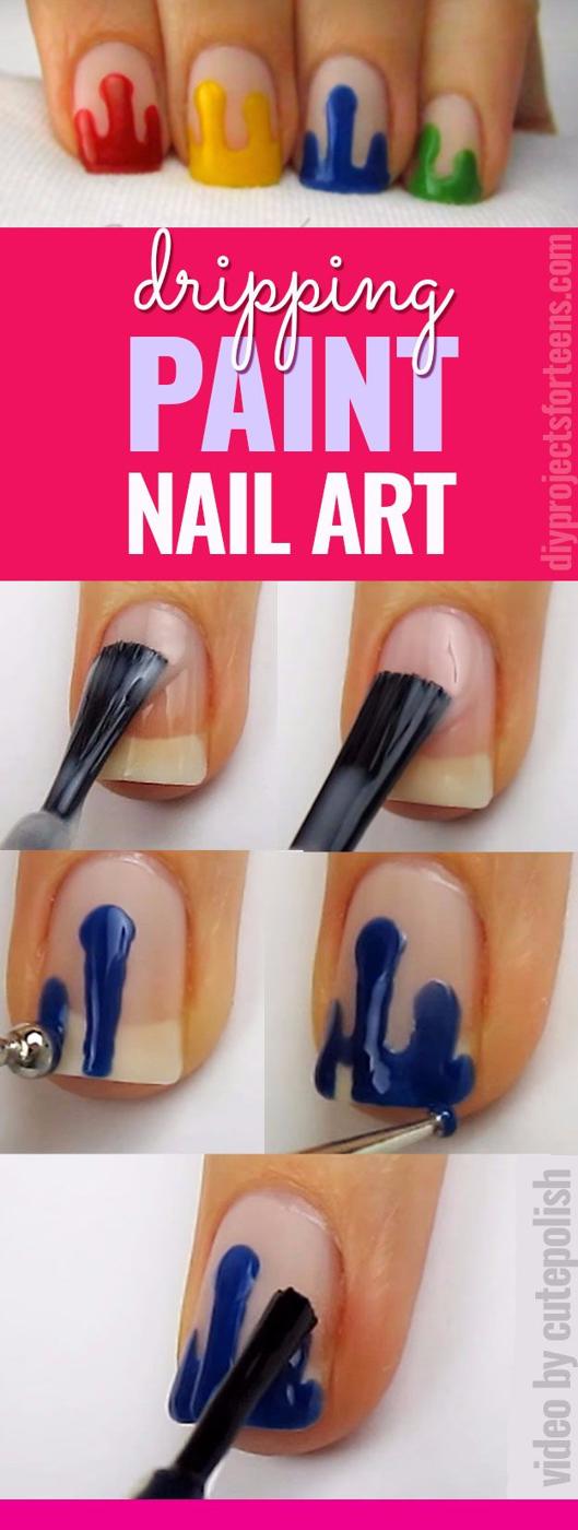 Dripping Paint Nail Art, a cute look that takes just minutes and a fun design perfect for a night out