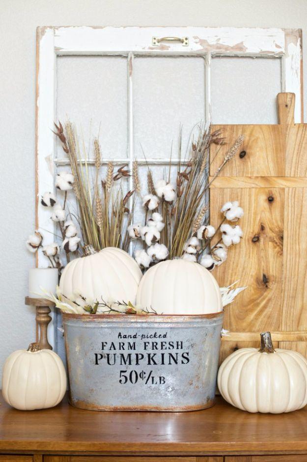 Best Crafts for Fall - DIY Farmhouse Pumpkin Bucket - DIY Mason Jar Ideas, Dollar Store Crafts, Rustic Pumpkin Ideas, Wreaths, Candles and Wall Art, Centerpieces, Wedding Decoratio