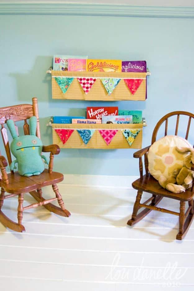 DIY Hanging Book Shelf, cheap enough to try twice if the opening round flops and a piece that earns its own spot on display
