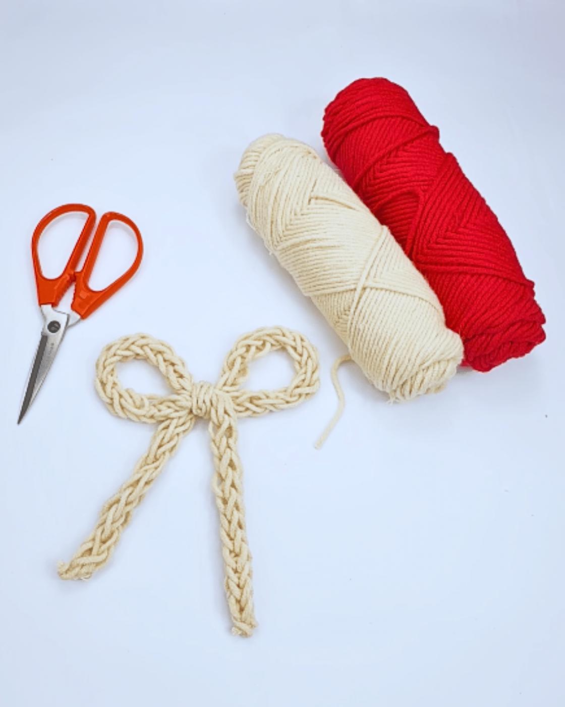 Homemade Crochet Yarn Bow — how to finger crochet a yarn bow