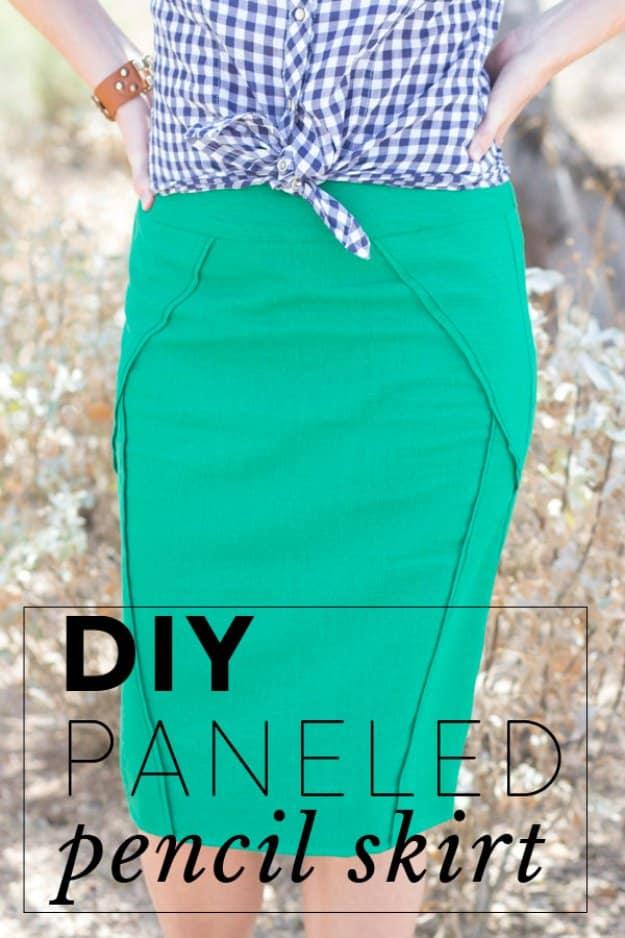 DIY Paneled Pencil Skirt, an easy pattern that works well for beginners and a beginner friendly sewing pattern idea