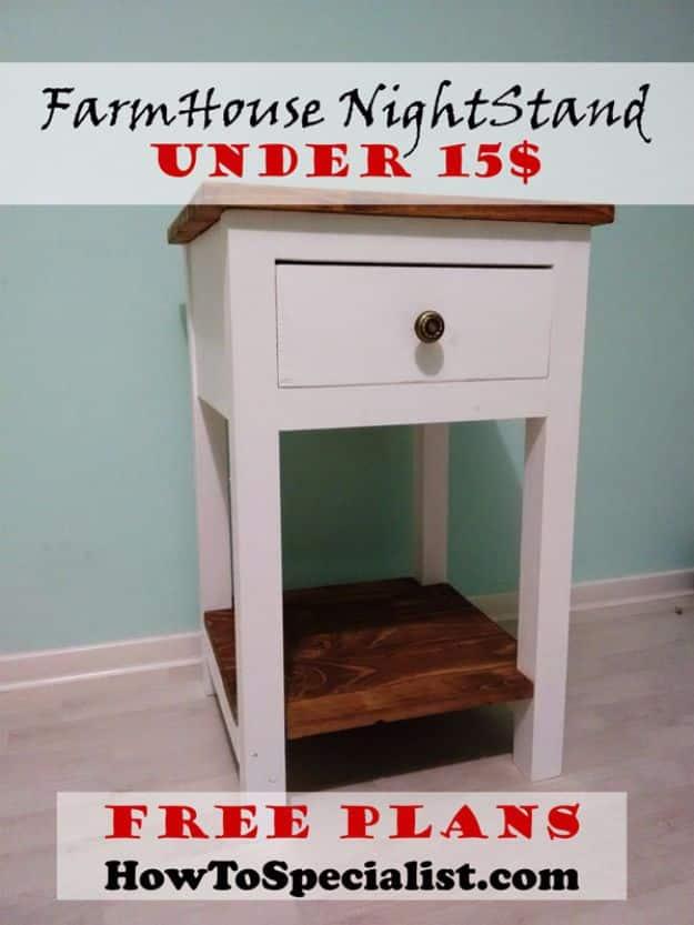 Farmhouse Nightstand Under $15, a charming DIY nightstand idea for the bedroom and a budget friendly way to furnish a bedroom