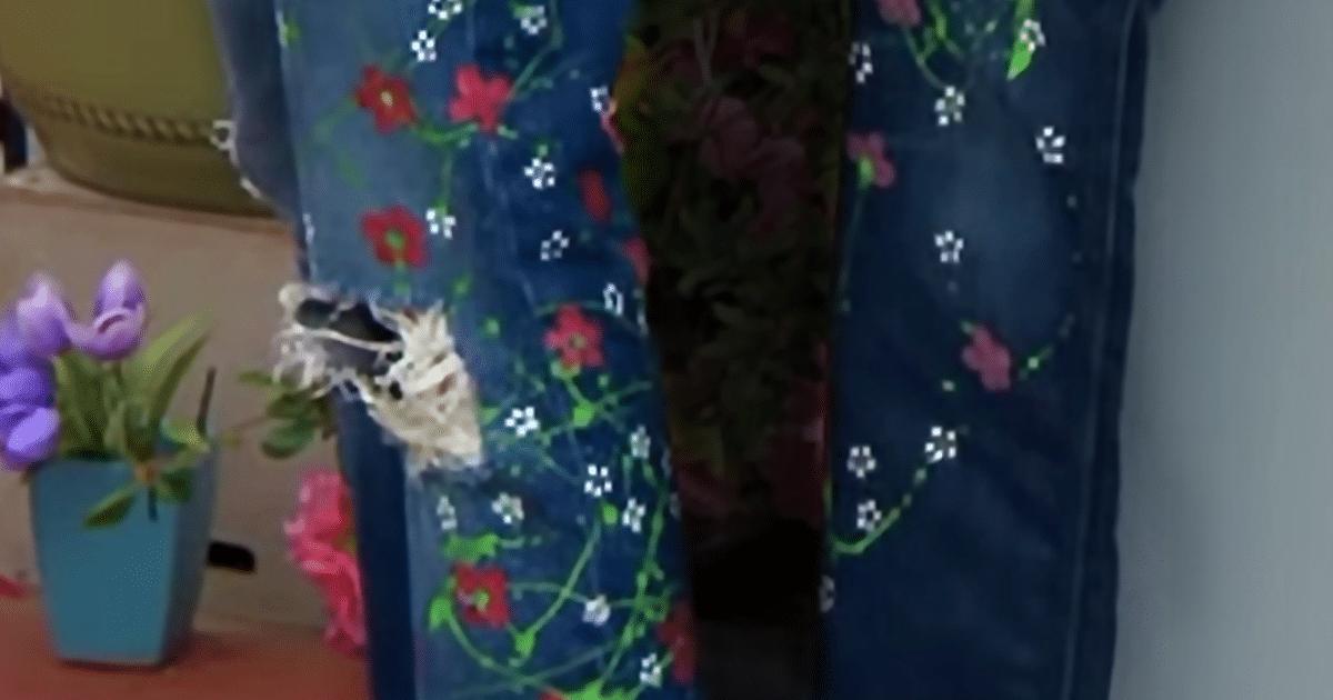DIY Paint Splattered Floral Jeans