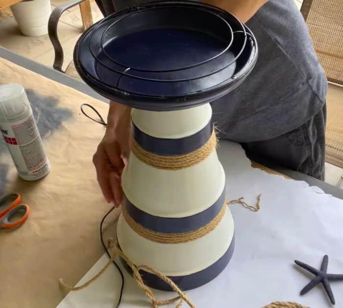 DIY Clay Pot Garden Lighthouse Project