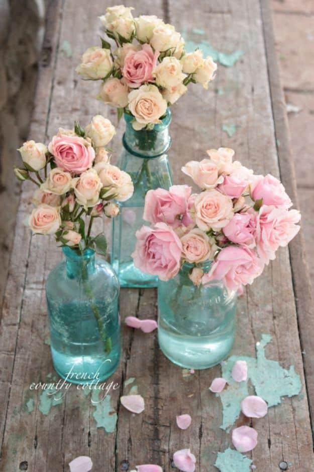 Vintage Blue Bottles, quick to put together in an afternoon and a clever way to reuse scraps you already have