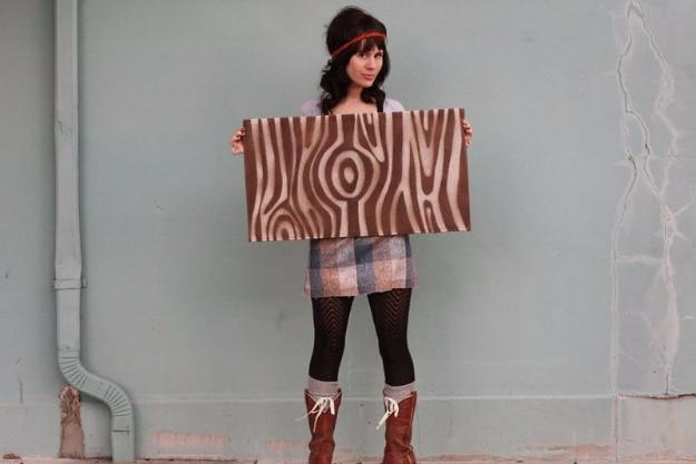 DIY Woodgrain Rug, a DIY rug idea, made with basic supplies from the craft store and quick to put together