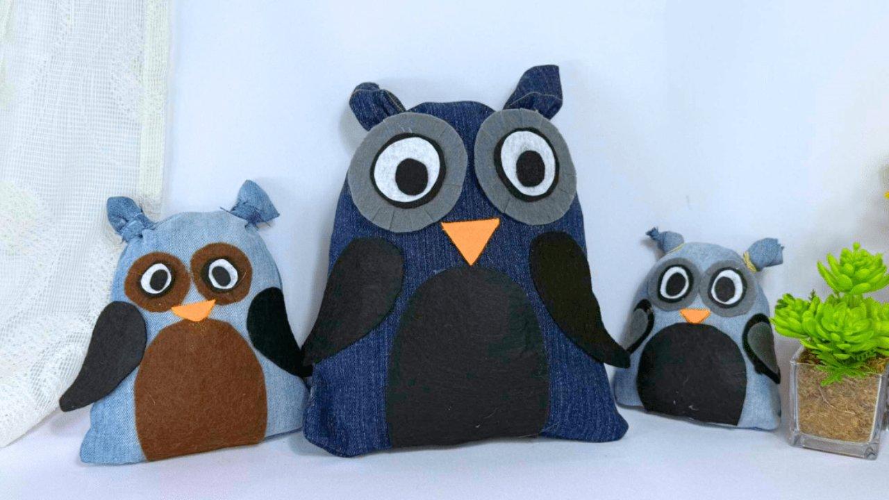 Easy No-Sew DIY Denim Owl