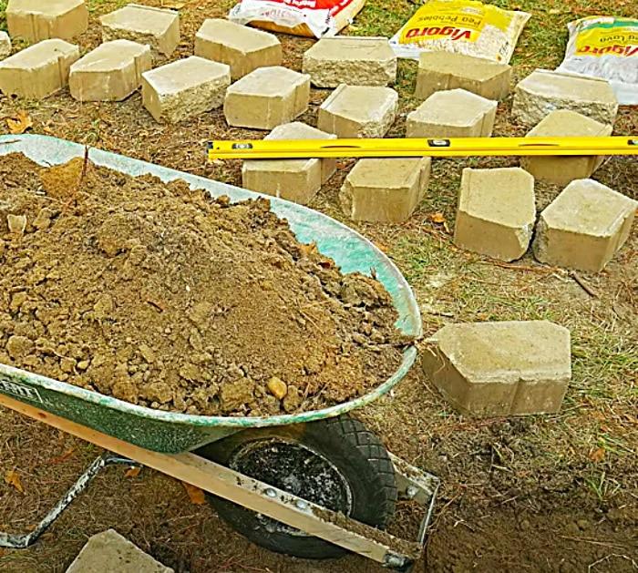 Lay Out All The Materials To Make A Cinder Block Fire Pit