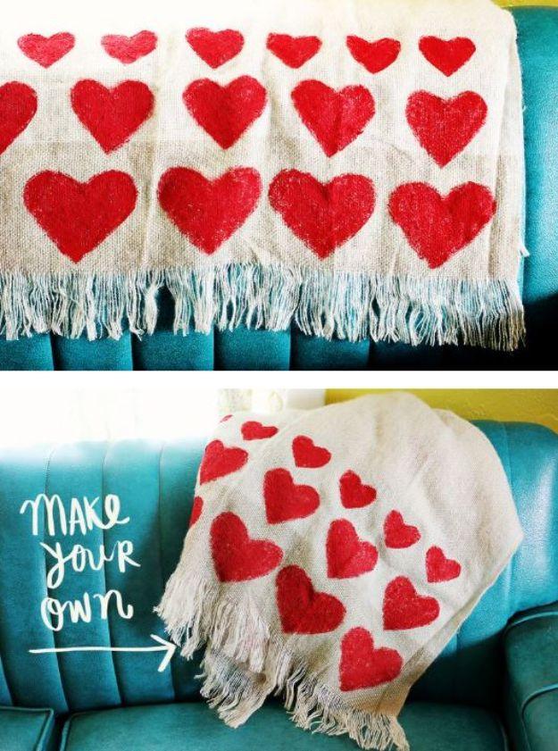 Heart Blanket DIY, gentle on the wallet and the schedule and a great fix using stuff you already have on a shelf