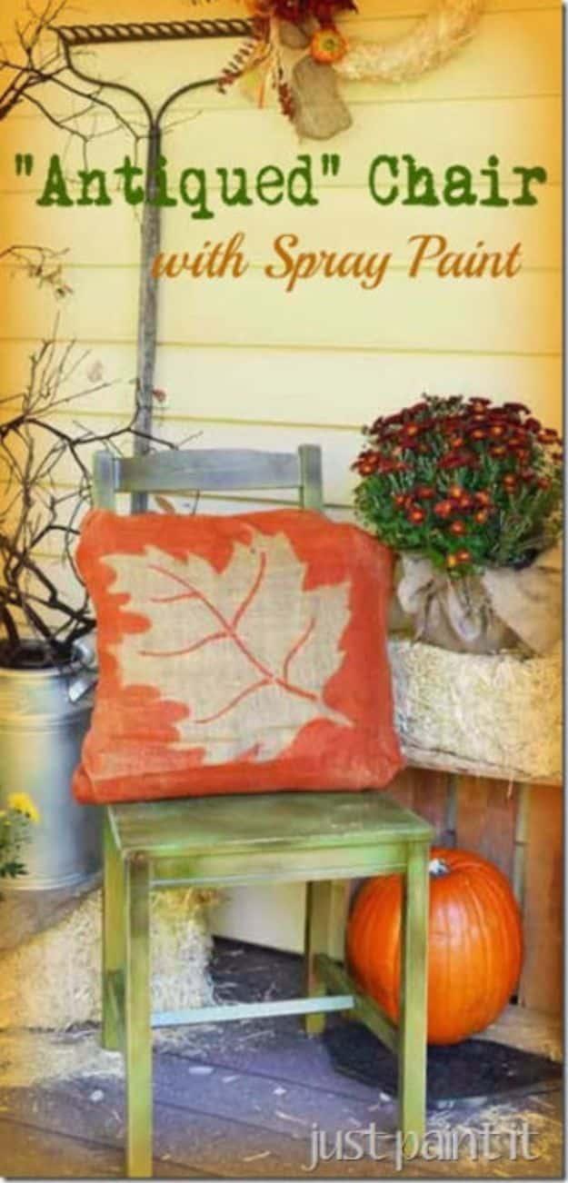 Spray Painting Tips and Tricks - Antiqued Chair with Spray Paint - Home Improvement Ideas and Tutorials for Spray Painting Furniture, House, Doors, Trim, Windows and Walls - Step b