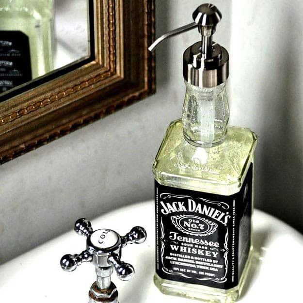 Jack Daniels DIY Soap Dispenser, quick enough to finish before nap time and a piece worth keeping out on display
