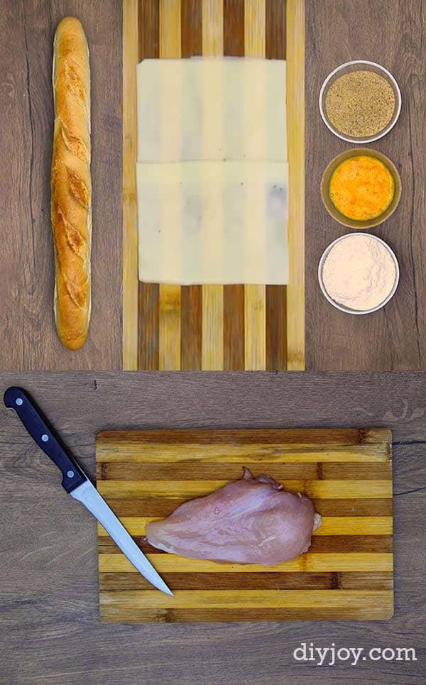 Chicken Parmesan Cheese Stuffed Garlic Bread Recipe - Ingredients for Making Chicken Parmesan Bread - Easy Snack Ideas and Best Party Food Recipes - Quick Dinner Ideas for Italian