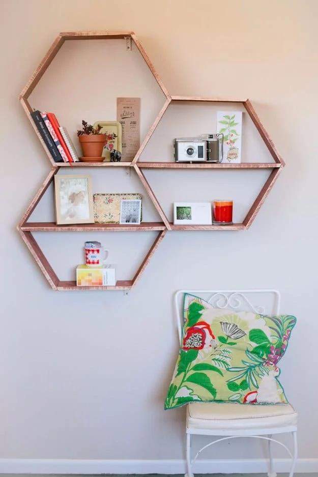 DIY Honeycomb Shelves, quick to put together in one afternoon and a fix that outlasts most store bought options
