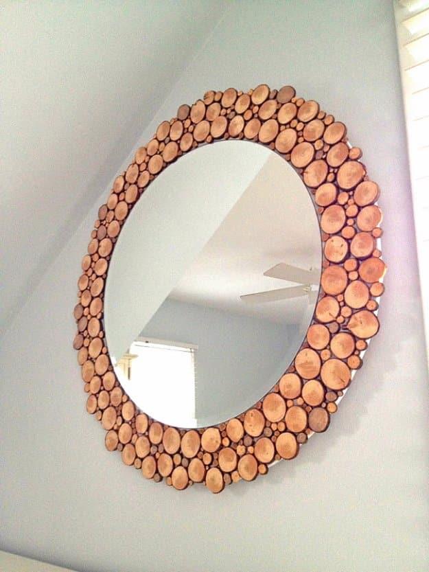 Wood Slice Mirror, a simple upgrade almost anyone can try and a creative way to reuse what you already have