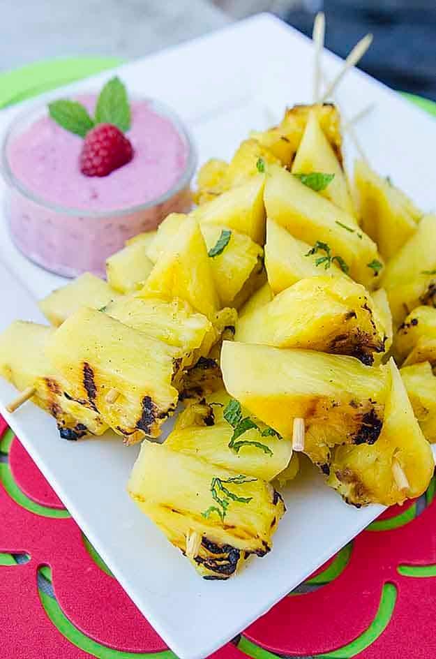Healthy Dessert Grilling Recipes | Grilled Pineapple with Raspberry Dipping Sauce | DIY Projects & Crafts by Sueeye at