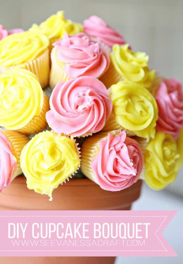 DIY Flower Cupcake Bouquet, easy to scale from a single one to a dozen and a thank you gift people actually remember