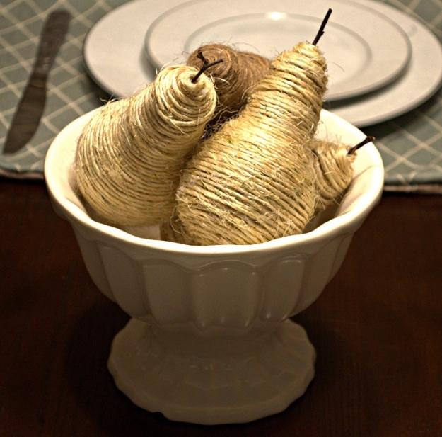 DIY Twine Pears, low key enough for a solo evening in and a charm that beats anything from a catalog