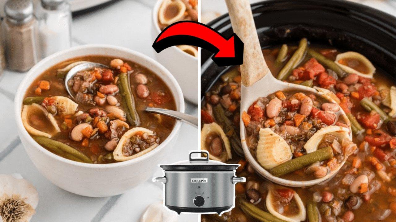 Easy Crockpot 15 Bean Minestrone Soup