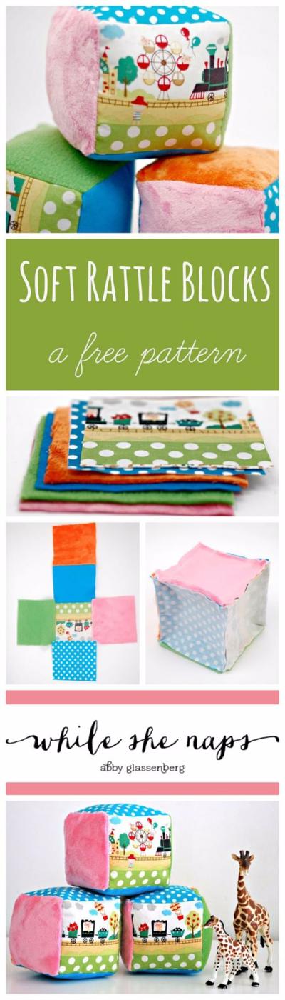 Soft Rattle Blocks, a DIY baby gift, an easy project to make as a gift and a favorite worth repeating