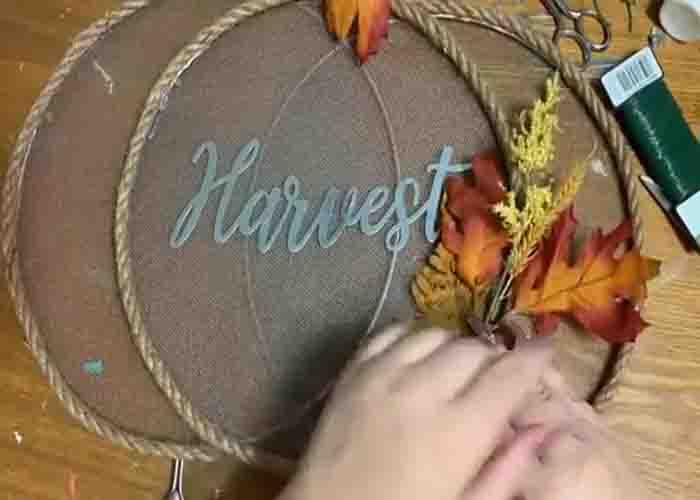 Decorating the splatter screen pumpkin