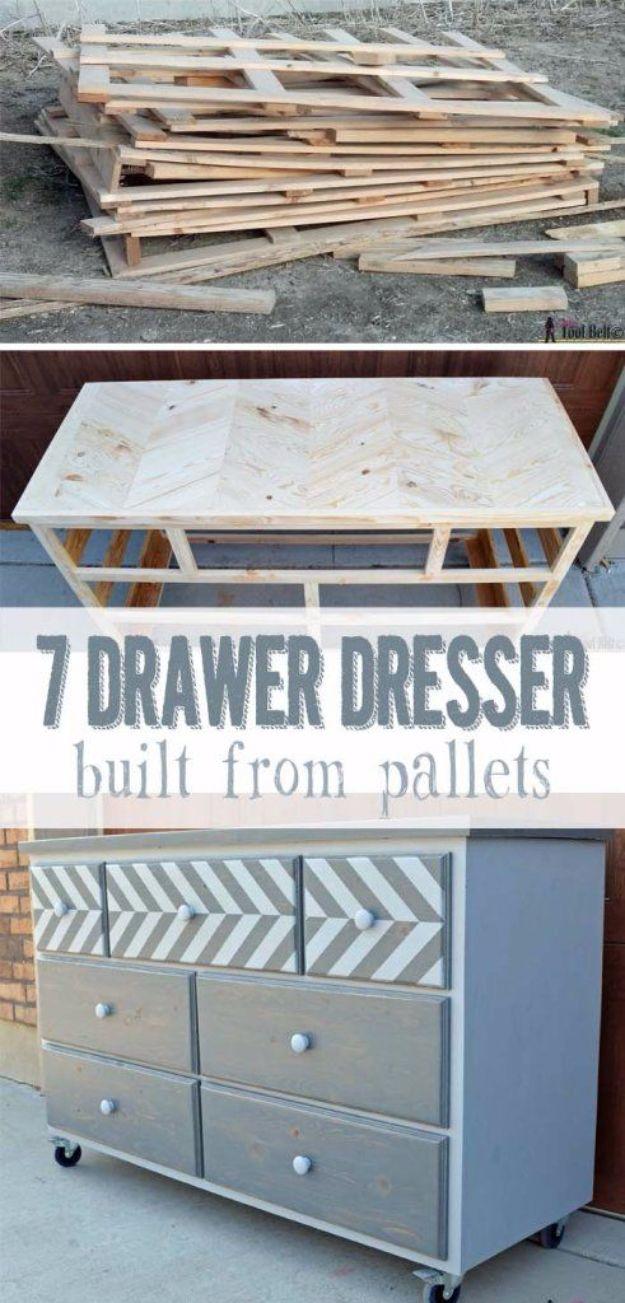 7-Drawer Dresser With Chevron Top, a great weekend project for a beginner with basic tools and one worth pinning for later