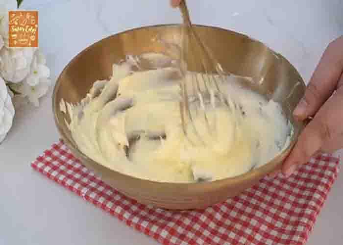 Making the cheesecake cookie batter
