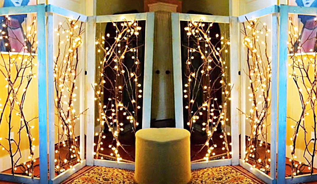 DIY Twinkling Branches Room Divider