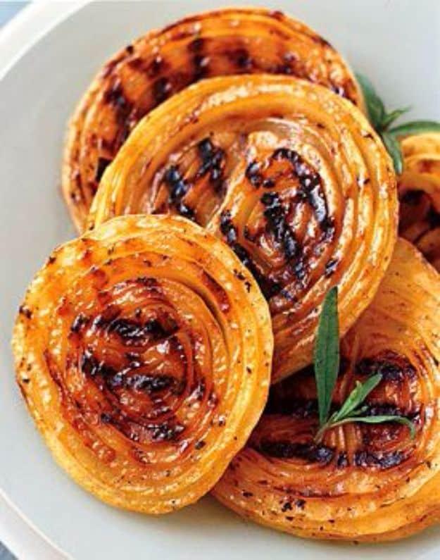 Best Barbecue Recipes - BBQ Onion Steaks With Honey Mustard Sauce - Easy BBQ Recipe Ideas for Lunch, Dinner and Quick Party Appetizers - Grilled and Smoked Foods, Chicken, Beef and