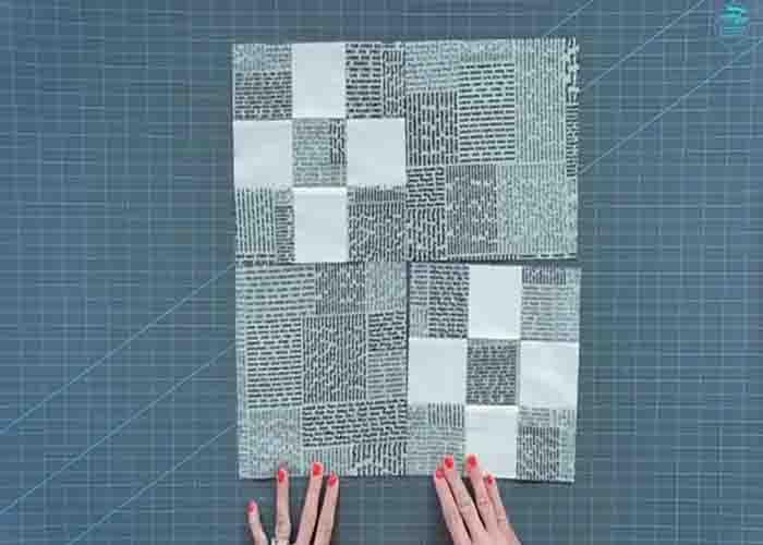 Assembling the fat quarter four-patch quilt block