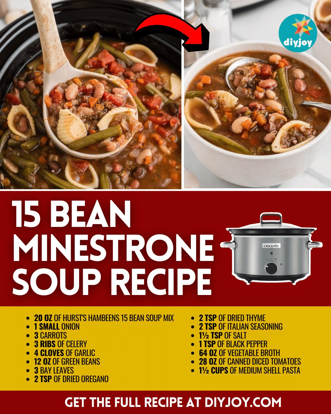Easy Crockpot 15 Bean Minestrone Soup