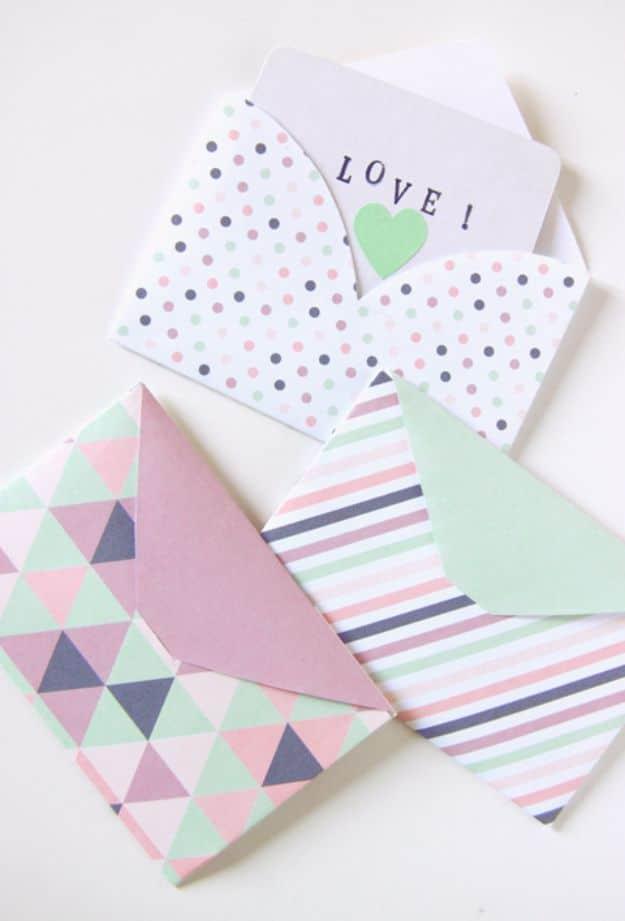 Geometric Envelopes, a paper craft idea, easy to scale up for a whole batch and a detail guests always ask about