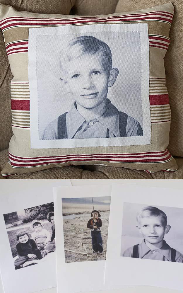Vintage Photo Pillow, a thoughtful parent gift, a favor that stays in use long after the occasion ends