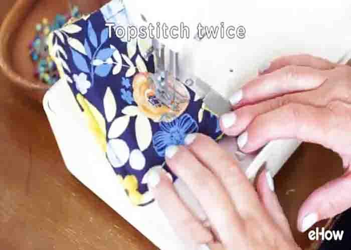 Sewing the fabric layers to make the reusable kitchen sponge