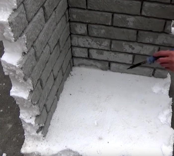 Make a cheap garden waterfall out of old styrofoam