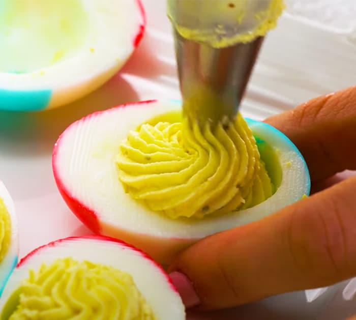 Red, White And Blue Deviled Eggs Recipe | Homemade Recipes