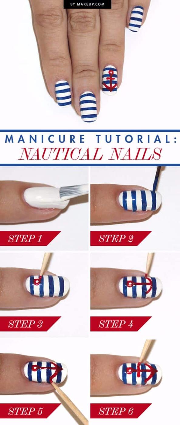 Nautical Manicure, a fun way to switch up your everyday look and a simple design that still looks salon fresh